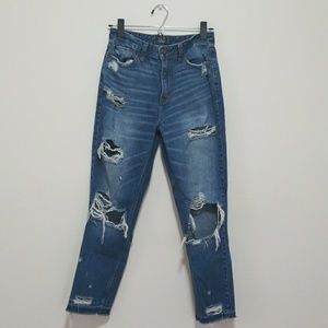 A&F Distressed Girlfriend Jean